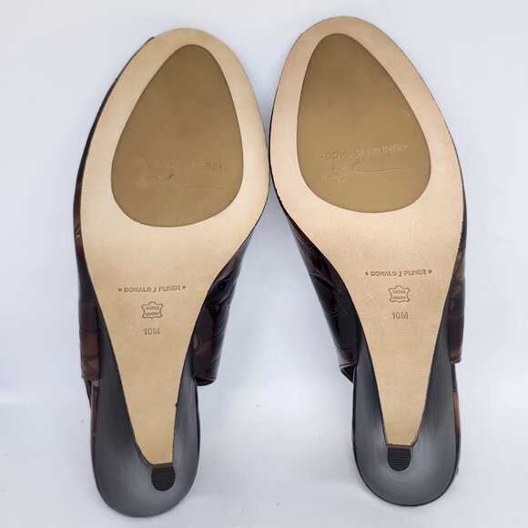 Donald J Plinter Women's Open Toe Leather Slingback Sandal Heel Size 8, 9.5 & 10 - Picture 4 of 6